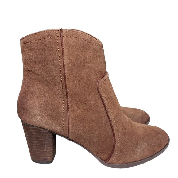 G.H. Bass Womens Amanda Brown Suede Closed Toe Zip High Heels Ankle Boots Sz 9.5 - Picture 2 of 8